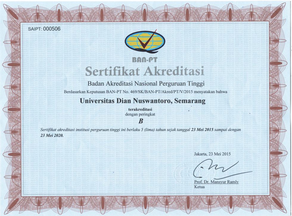 Sertifikat Tahun Ajaran 2015 - 2020